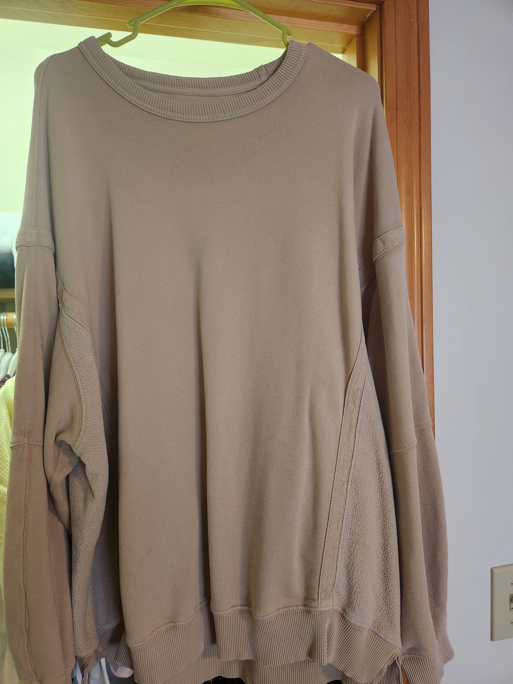 aerie Oversized Crewneck Sweater in Taupe